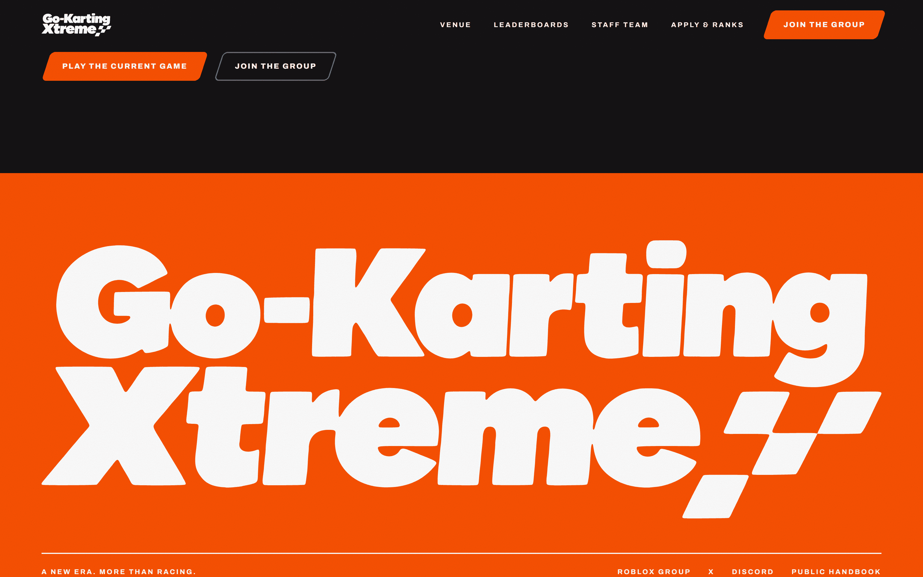The Go-Karting Xtreme footer, with the logo set across the full width on orange