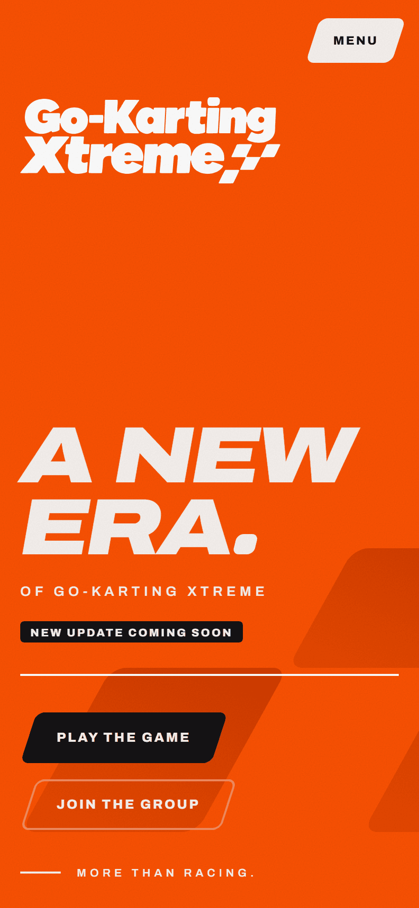 Go-Karting Xtreme on a phone, with the logo above 'A new era' and the Play the game button